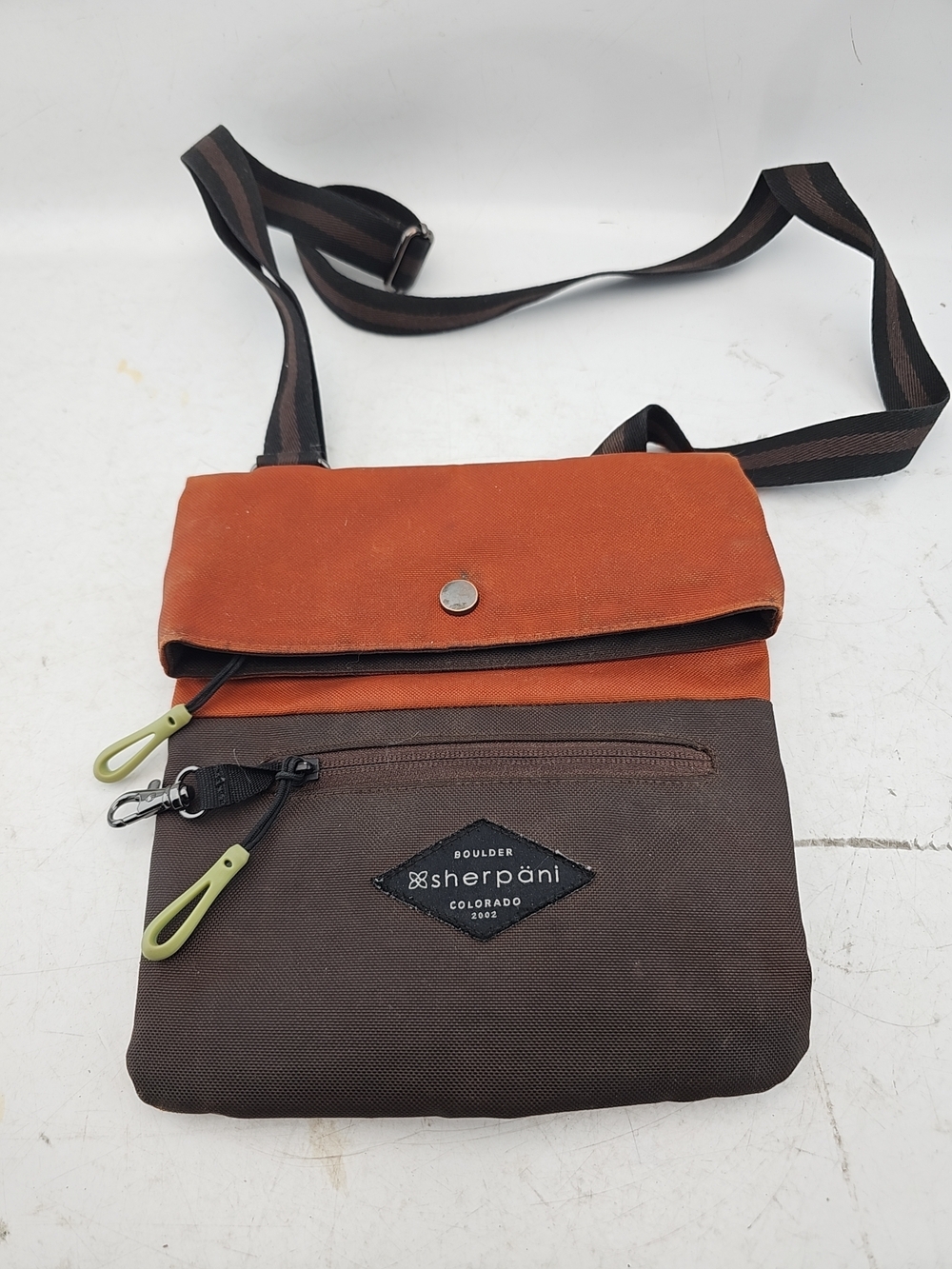 Sherpani Orange and Brown Canvas Crossbody Bag